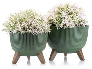 PLASTOVÝ KVETINÁČ ROSA LINEA ECO SADA 2KS 15X24,3 CM+18,3X29,2 CM ZELENÁ