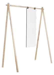 Vešiak z borovicového dreva so zrkadlom Karup Design Hongi Natural
