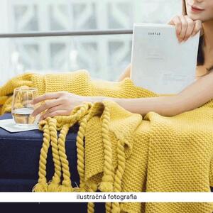 TEMPO-KONDELA KALANE, luxusná pletená deka so strapcami, horčicová, 150x200 cm