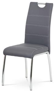 Autronic Moderná JEDÁLENSKÁ STOLIČKA so štvornohou podnožou - šedá ekokoža - 43 x 98 x 57 cm