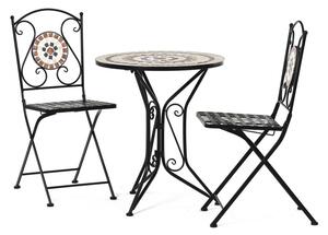 Autronic ZÁHRADNÝ KOVOVÝ SET s keramickou mozaikou - stôl + 2 stoličky