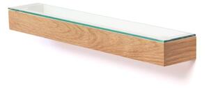 Polica so sklenenou doskou z dubového dreva Wireworks Mezza, dĺžka 55 cm