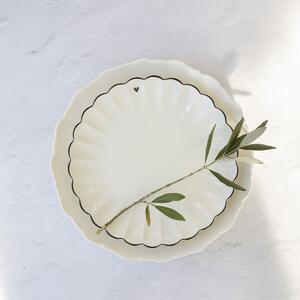 Keramický tanier Pleated White 23 cm