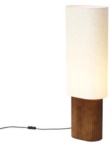 Japandi stojacia lampa z orechového dreva s látkovým tienidlom 90 cm - Lamel