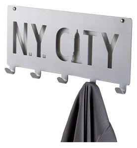 Sivý nástenný vešiak s 5 háčikmi Compactor NY City