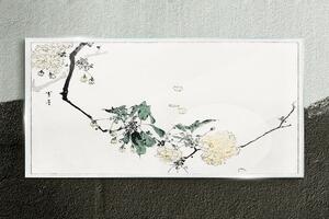 Skleneny obraz Vetva listy kvety