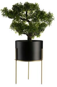 KOVOVÝ KVETINÁČ SO STOJANOM LOFT 22X18 CM ČIERNA/ZLATÁ