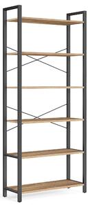 REGÁL, čierna, farba vlašského orecha, oceľ, 80/186/30 cm Boxxx - Regály, Online Only