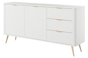 Komoda: 3 zásuvky, 2 dvierka, biela, 163 cm, 2 x 38 x 81 cm