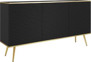 Očarujúci čierny príborník so zlatými nohami, 160 x 85 x 39