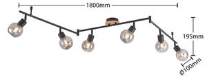 Lindby - Eridia 6 Stropné Lampa Black/Wood - Lampemesteren