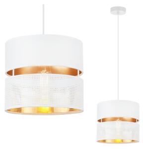 Závesné svietidlo Asti, 1x PVC/biele textilné tienidlo, (fi 20cm), g, w