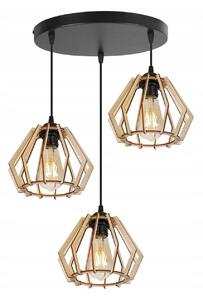 Závesné svietidlo Timber, 3x drevené tienidlo, o