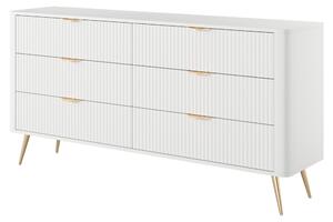 Komoda: 6 zásuviek, biela, 163 cm, 2 x 38 x 81 cm