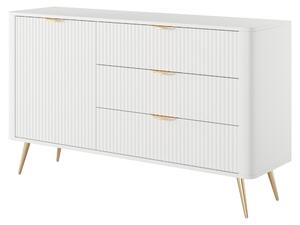 Komoda: 3 zásuvky, 1 dvierka, biela, 138 cm, 2 x 38 x 81 cm