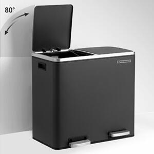 SONGMICS Odpadkový kôš Gerry 2x24 l čierny/strieborný