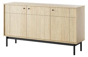 Komoda: Drevo dub Linea / Čierna, 153,5 x 39 x 83,5 cm