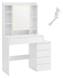 SONGMICS Toaletný stolík Vasagle Ginny 97 cm s LED osvetlením biely