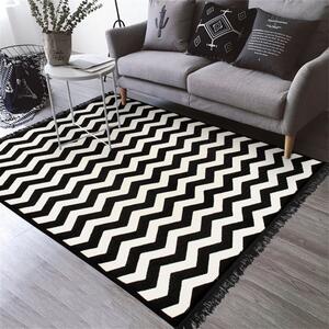 Čierno-biely obojstranný koberec Zig Zag 80 × 150 cm