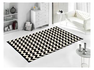 Čierno-biely obojstranný koberec Zig Zag 80 × 150 cm
