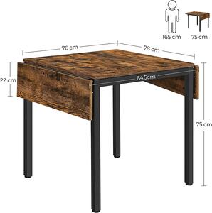 VASAGLE Rozkladací jedálenský stôl hnedý 76-120 x 78 cm