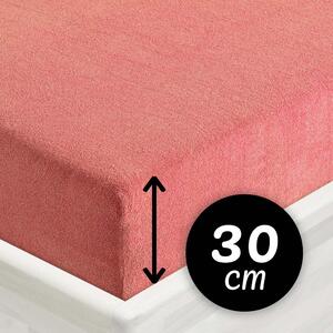 Froté napínacie prestieradlo na vysoký matrac FR-001 Koralové 80 x 200 - výška 30 cm