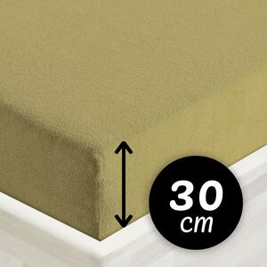 Froté napínacie prestieradlo na vysoký matrac FR-020 Olivové 80 x 200 - výška 30 cm