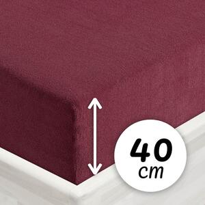 Froté napínacie prestieradlo na extra vysoký matrac FR-011 Bordó 80 x 200 - výška 40 cm