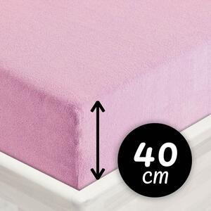 Froté napínacie prestieradlo na extra vysoký matrac FR-008 Ružová lila 80 x 200 - výška 40 cm
