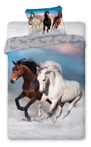 Obliečky bavlnené Horses 140x200 + 70x90 cm FARO