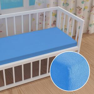 Detské froté napínacie prestieradlo do postieľky FR-015 Svetlo modré 60 x 120 x 10 cm - do postieľky