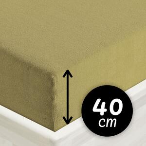 Froté napínacie prestieradlo na extra vysoký matrac FR-020 Olivové 80 x 200 - výška 40 cm