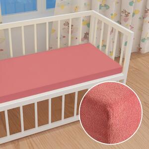 Detské froté napínacie prestieradlo do postieľky FR-001 Koralové 60 x 120 x 10 cm - do postieľky