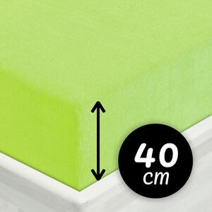 Froté napínacie prestieradlo na extra vysoký matrac FR-019 Žiarivo zelené 80 x 200 - výška 40 cm