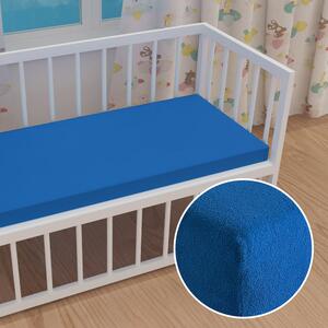 Detské froté napínacie prestieradlo do postieľky FR-016 Modré 60 x 120 x 10 cm - do postieľky