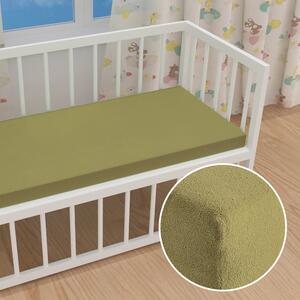 Detské froté napínacie prestieradlo do postieľky FR-020 Olivové 60 x 120 x 10 cm - do postieľky