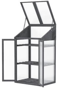 OUTSUNNY Polykarbonátový mini skleník s tromi policami 70 x 50 x 120 cm sivý