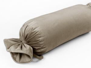 Biante Zamatový vankúš valec bonbon Velvet Prémium SVP-030 Sivobéžový 15x40 cm