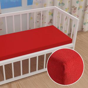 Detské froté napínacie prestieradlo do postieľky FR-007 Sýto červené 60 x 120 x 10 cm - do postieľky