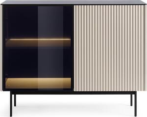 Komoda, materiál: kašmír, rozmery: 107 x 84 x 39 cm, farba: béžová, rozmery: 107 x 84 x 39 cm