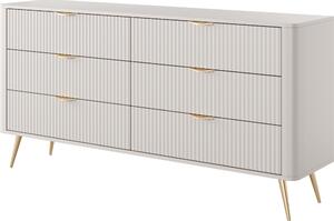 Komoda: 6 zásuviek, materiál kašmír, zlaté nožičky, rozmer 163 x 2 x 81,2 x 38 cm