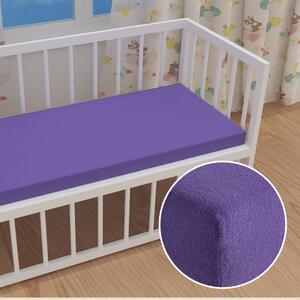 Detské froté napínacie prestieradlo do postieľky FR-013 Fialové 60 x 120 x 10 cm - do postieľky