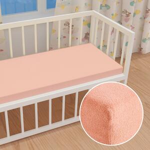 Detské froté napínacie prestieradlo do postieľky FR-005 Svetlo broskyňové 60 x 120 x 10 cm - do postieľky
