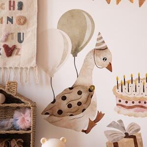 Detská nálepka na stenu Goose vintage birthday - krásna húska s koníkom