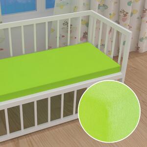 Detské froté napínacie prestieradlo do postieľky FR-019 Žiarivo zelené 60 x 120 x 10 cm - do postieľky