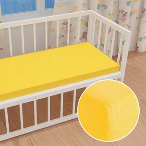 Detské froté napínacie prestieradlo do postieľky FR-003 Žlté 60 x 120 x 10 cm - do postieľky