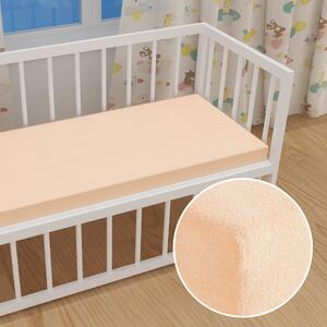 Detské froté napínacie prestieradlo do postieľky FR-021 Púdrové 60 x 120 x 10 cm - do postieľky