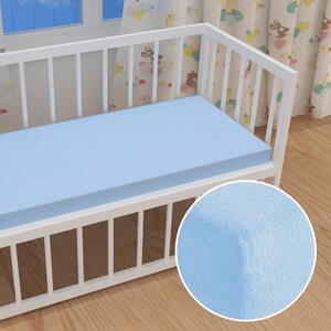 Detské froté napínacie prestieradlo do postieľky FR-014 Nebesky modré 60 x 120 x 10 cm - do postieľky
