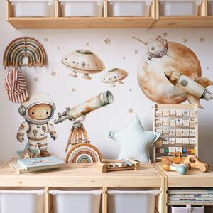 Detská nálepka na stenu Space Adventure - Kozmonaut vo vesmíre