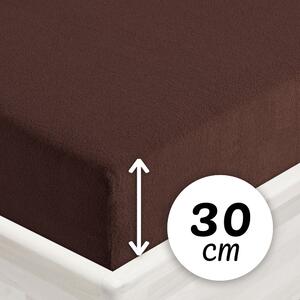 Froté napínacie prestieradlo na vysoký matrac FR-026 Čokoládovo hnedé 80 x 200 - výška 30 cm